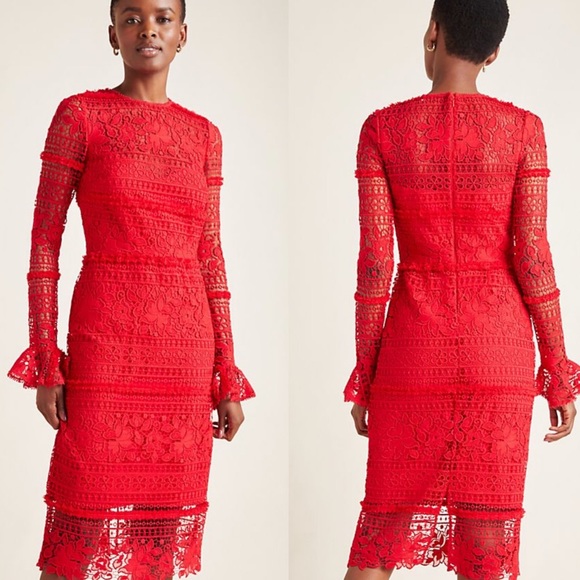 Anthropologie Dresses & Skirts - Monique Llhulier Emilie Red Lace Dress
